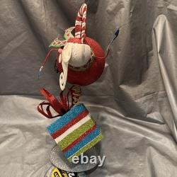 Pier 1 One VTG SANTA CLAUS BOBBLE FLY OVER PRESENT GLITR Figurine 13.5 HTF VGUC