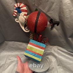 Pier 1 One VTG SANTA CLAUS BOBBLE FLY OVER PRESENT GLITR Figurine 13.5 HTF VGUC