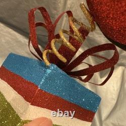 Pier 1 One VTG SANTA CLAUS BOBBLE FLY OVER PRESENT GLITR Figurine 13.5 HTF VGUC