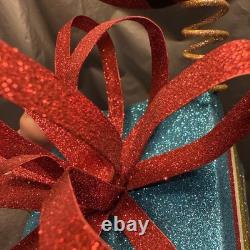 Pier 1 One VTG SANTA CLAUS BOBBLE FLY OVER PRESENT GLITR Figurine 13.5 HTF VGUC