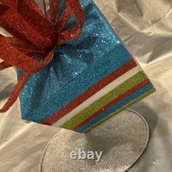 Pier 1 One VTG SANTA CLAUS BOBBLE FLY OVER PRESENT GLITR Figurine 13.5 HTF VGUC