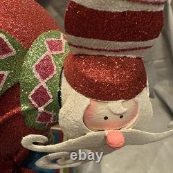 Pier 1 One VTG SANTA CLAUS BOBBLE FLY OVER PRESENT GLITR Figurine 13.5 HTF VGUC