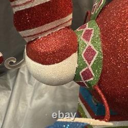 Pier 1 One VTG SANTA CLAUS BOBBLE FLY OVER PRESENT GLITR Figurine 13.5 HTF VGUC