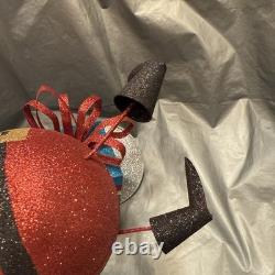 Pier 1 One VTG SANTA CLAUS BOBBLE FLY OVER PRESENT GLITR Figurine 13.5 HTF VGUC