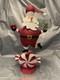Pier 1 One Vtg Santa Claus Tealight Christmas Peppermint Glittr 17.25 Rare Vguc
