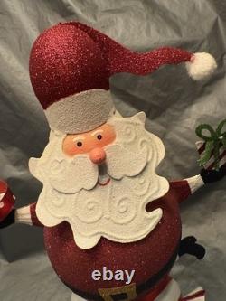 Pier 1 One VTG Santa Claus Tealight CHRISTMAS Peppermint Glittr 17.25 Rare VGUC
