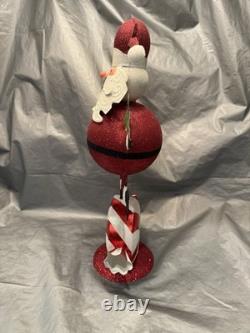 Pier 1 One VTG Santa Claus Tealight CHRISTMAS Peppermint Glittr 17.25 Rare VGUC