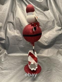 Pier 1 One VTG Santa Claus Tealight CHRISTMAS Peppermint Glittr 17.25 Rare VGUC