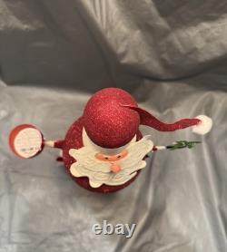 Pier 1 One VTG Santa Claus Tealight CHRISTMAS Peppermint Glittr 17.25 Rare VGUC