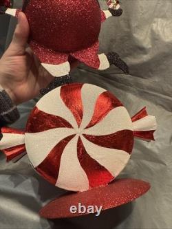 Pier 1 One VTG Santa Claus Tealight CHRISTMAS Peppermint Glittr 17.25 Rare VGUC