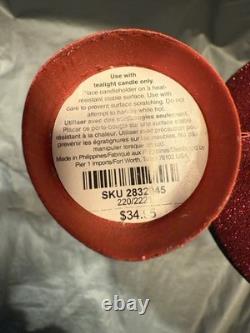 Pier 1 One VTG Santa Claus Tealight CHRISTMAS Peppermint Glittr 17.25 Rare VGUC