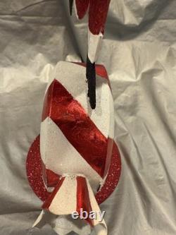 Pier 1 One VTG Santa Claus Tealight CHRISTMAS Peppermint Glittr 17.25 Rare VGUC