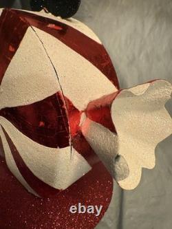 Pier 1 One VTG Santa Claus Tealight CHRISTMAS Peppermint Glittr 17.25 Rare VGUC