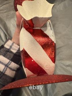 Pier 1 One VTG Santa Claus Tealight CHRISTMAS Peppermint Glittr 17.25 Rare VGUC