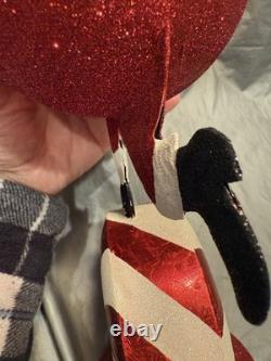 Pier 1 One VTG Santa Claus Tealight CHRISTMAS Peppermint Glittr 17.25 Rare VGUC