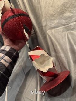 Pier 1 One VTG Santa Claus Tealight CHRISTMAS Peppermint Glittr 17.25 Rare VGUC