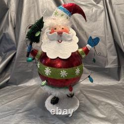 Pier 1 One Vintage SANTA CLAUS BOBBLE CHRISTMAS Glitter TREE LIGHTS 13.5 G/VGUC