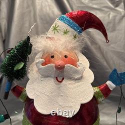 Pier 1 One Vintage SANTA CLAUS BOBBLE CHRISTMAS Glitter TREE LIGHTS 13.5 G/VGUC