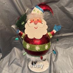 Pier 1 One Vintage SANTA CLAUS BOBBLE CHRISTMAS Glitter TREE LIGHTS 13.5 G/VGUC