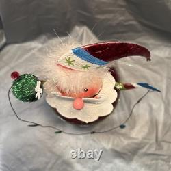 Pier 1 One Vintage SANTA CLAUS BOBBLE CHRISTMAS Glitter TREE LIGHTS 13.5 G/VGUC