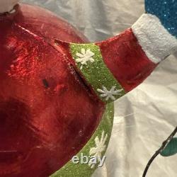 Pier 1 One Vintage SANTA CLAUS BOBBLE CHRISTMAS Glitter TREE LIGHTS 13.5 G/VGUC