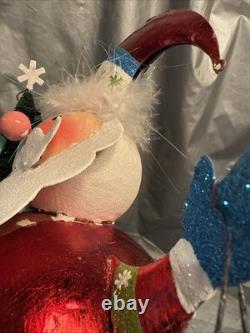 Pier 1 One Vintage SANTA CLAUS BOBBLE CHRISTMAS Glitter TREE LIGHTS 13.5 G/VGUC