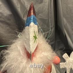 Pier 1 One Vintage SANTA CLAUS BOBBLE CHRISTMAS Glitter TREE LIGHTS 13.5 G/VGUC