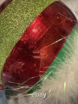 Pier 1 One Vintage SANTA CLAUS BOBBLE CHRISTMAS Glitter TREE LIGHTS 13.5 G/VGUC