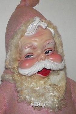 Pink Vintage Rushton Santa Claus Plush Doll 18