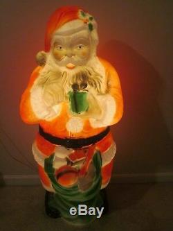 Poloron Santa Claus Blow Mold Christmas Yard Decor 1968 46 Tall Great Shape