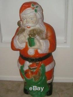 Poloron Santa Claus Blow Mold Christmas Yard Decor 1968 46 Tall Great Shape