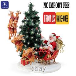 Possible Dreams Here Comes Santa Claus Clothtique Figure with Lighted Tree