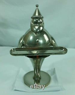 Pottery Barn Art Deco Silver Plated 16-1/2 Santa Claus With Tray/card Holder