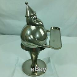 Pottery Barn Art Deco Silver Plated 16-1/2 Santa Claus With Tray/card Holder