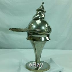 Pottery Barn Art Deco Silver Plated 16-1/2 Santa Claus With Tray/card Holder