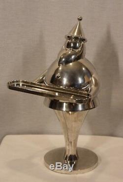 Pottery Barn Art Deco Silver Plated Santa Claus With Serving Tray 16-1/2 Tall