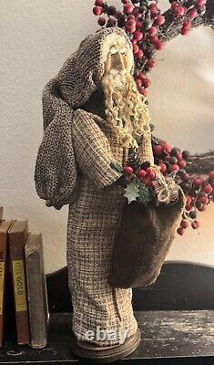 Primitive Grungy Santa Claus OOAK Handmade Vintage Style Signed By Artist 22 in