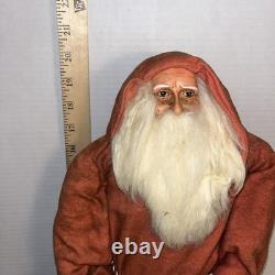 Primitive Ragon House Santa Claus 21 Red Coat Sculpted Face And Hands Toys Bear