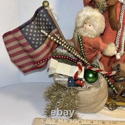 Primitive Ragon House Santa Claus 21 Red Coat Sculpted Face And Hands Toys Bear