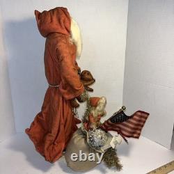 Primitive Ragon House Santa Claus 21 Red Coat Sculpted Face And Hands Toys Bear