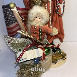 Primitive Ragon House Santa Claus 21 Red Coat Sculpted Face And Hands Toys Bear