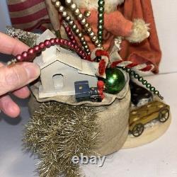 Primitive Ragon House Santa Claus 21 Red Coat Sculpted Face And Hands Toys Bear