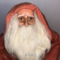 Primitive Ragon House Santa Claus 21 Red Coat Sculpted Face And Hands Toys Bear