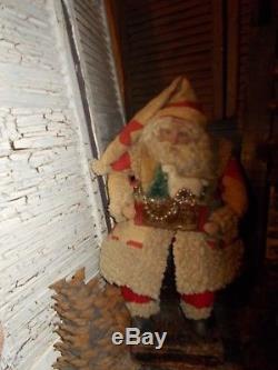 Primitive Santa Claus, Antique ornaments, Antique quilt, German sheep, Handmade