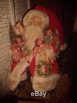 Primitive Santa Claus DOll, Raggedy Ann Dolls, christmas ornaments, Handmade, OOAK