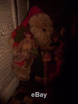Primitive Santa Claus Doll, Raggedy Ann Doll, German sheep, Handmade ONE OF A KIND