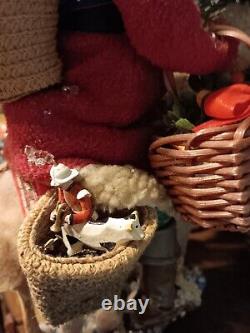 Primitive Santa Claus on Sheep Artisan Made With Items, Antique and Used