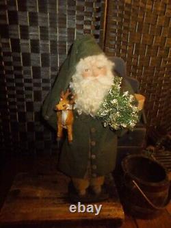 Primitive woodland Santa Claus, christmas deer figure, handmade