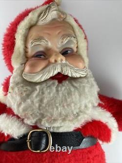 Qty-3 Vintage Rushton Santa Claus Rubber Face And Beard 18 Stuffed Plush Dolls