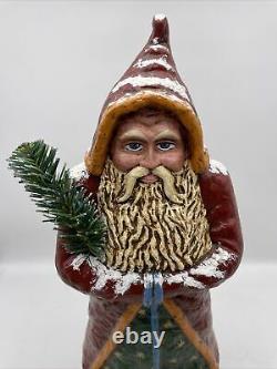 R/M Thompson Christmas Papier Mache German Belsnickel Santa Claus & Tree Figure